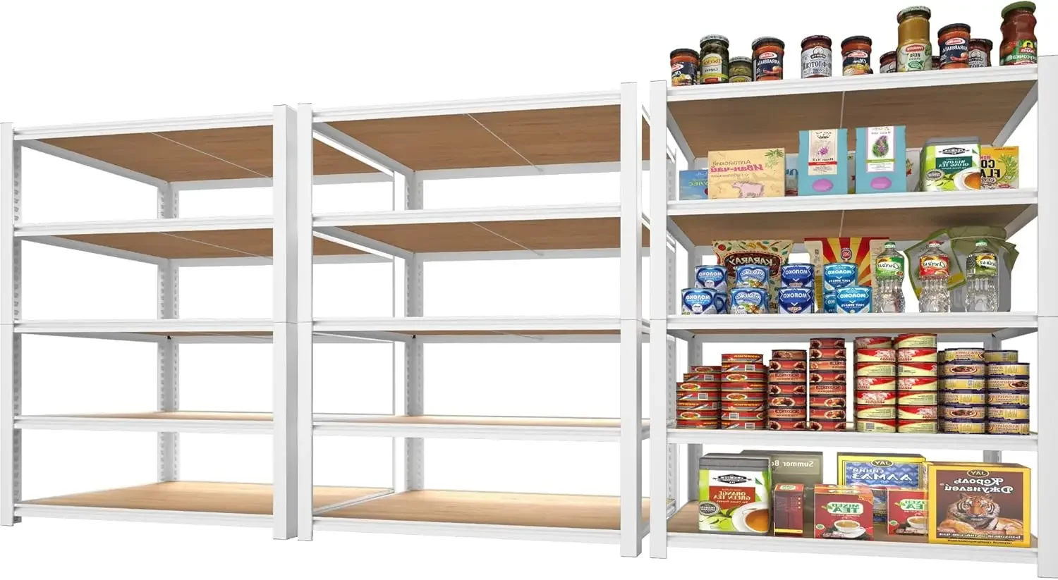 

Prilinex White Laminated Storage Shelves - 35.5" W x 16" D x 71" H 5-Tier Adjustable Heavy Duty Metal Pantry Closet Shelving Uni