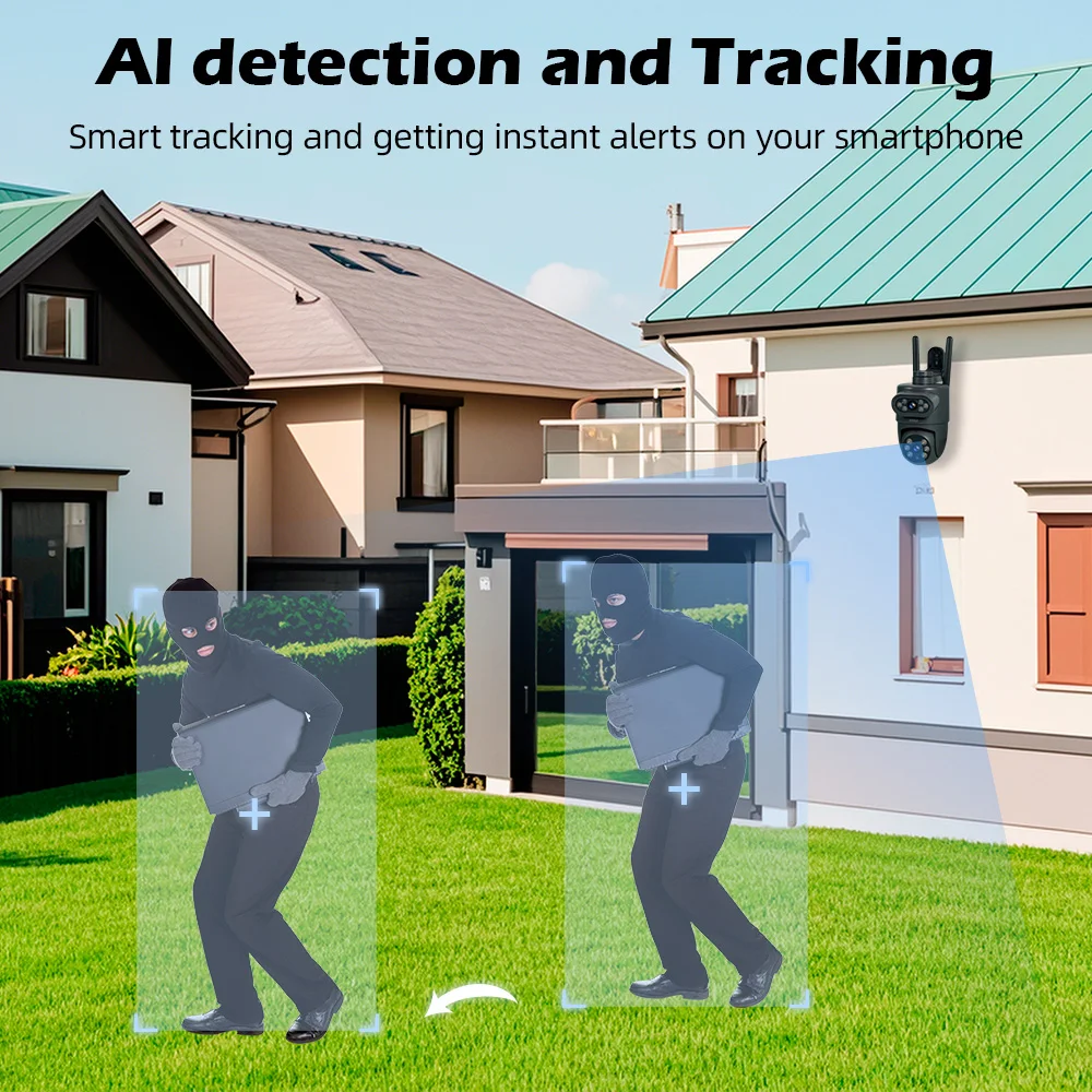 KERUI PTZ 10MP 5K Dual Objektiv WiFi IP Kamera Outdoor Tuya Smart Home Sicherheit CCTV Video Überwachung Menschlichen erkennung Drahtlose