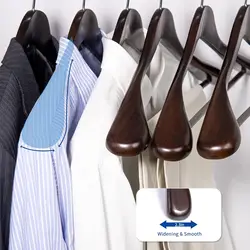 Luxury Natural Wooden Suit Hangers Wood Coat Hangers For Jacket Shirt Glossy with Extra-Wide Shoulder Swivel Hooks Anti-Slip Bar