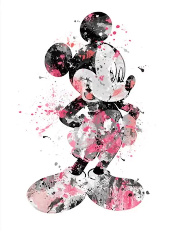 

Акварельный холст Disney 2026, сцена с замком, Микки, Минни и принцессами, забавное стильное настенное искусство для детей