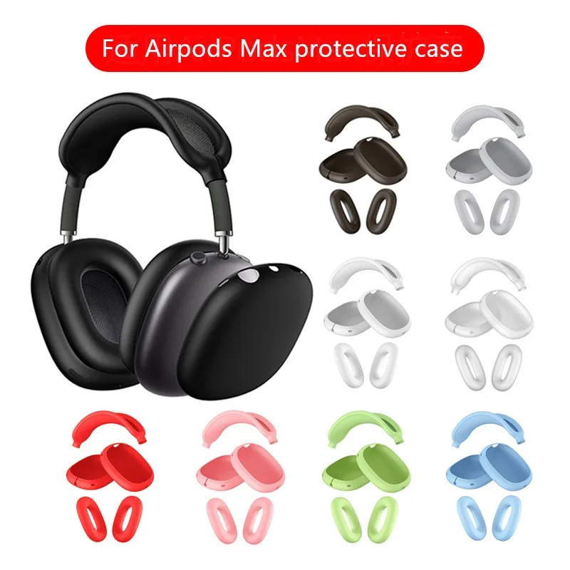 5-in-1 Stilvolle und einfache Kopfhörerhülle für AirPods Max, Ohrpolster aus weichem Silikon, TPU-Fallschutzhülle