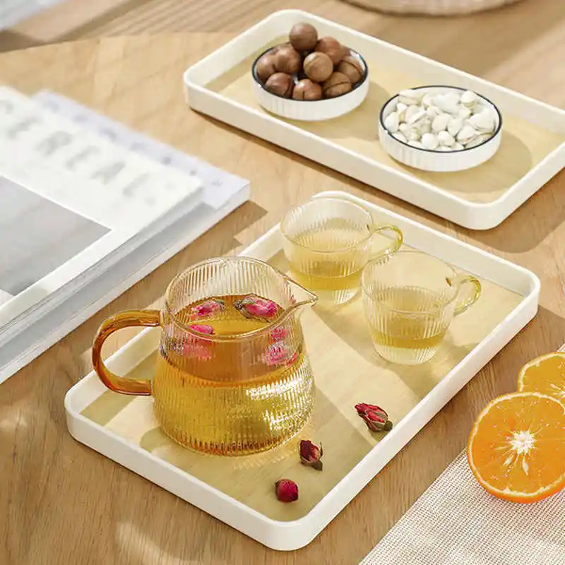 Household Tea Tray Plastic Dessert Cake Snacks Serving Tray for Living Room Coffee Table Kitchen Cup Tableware Storage Plate