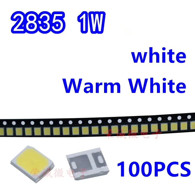 100Pcs/lot SMD LED 2835 White Chip 1W 3V 6V 9V 18V 115-125LM Ultra Bright Surface Mount LED Light Emitting Diode Lamp