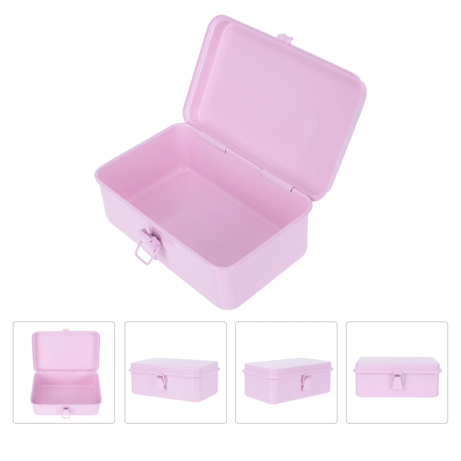 

1pc Stationery Storage Box Large Capacity Desktop Organizer Container Durable Iron Material Sweat-Proof Easy Clean Simple Solid