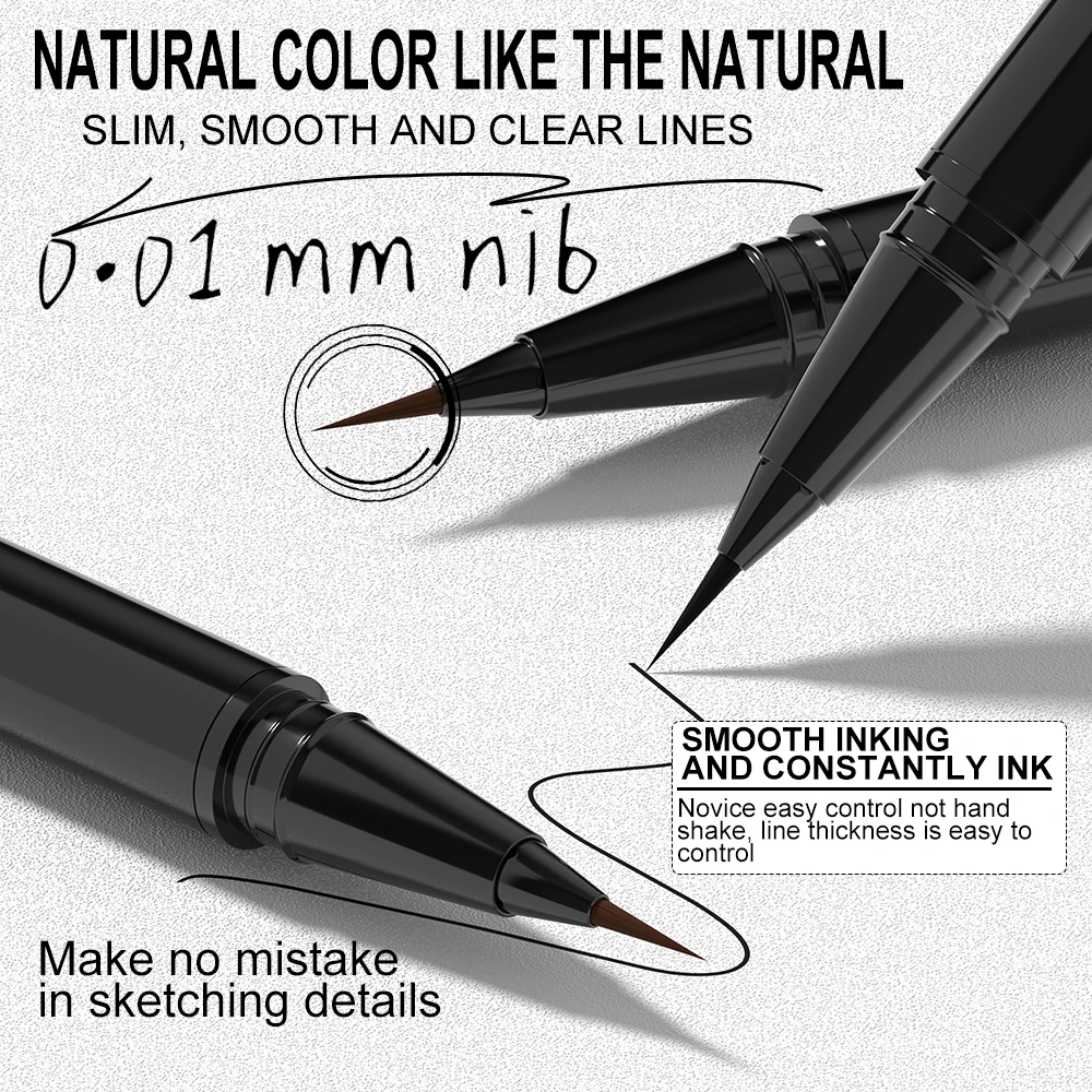 DUNUF Eyeliner liquido ultra sottile nero marrone impermeabile ad asciugatura rapida duraturo liscio sdraiato baco da seta occhi matite trucco per occhi