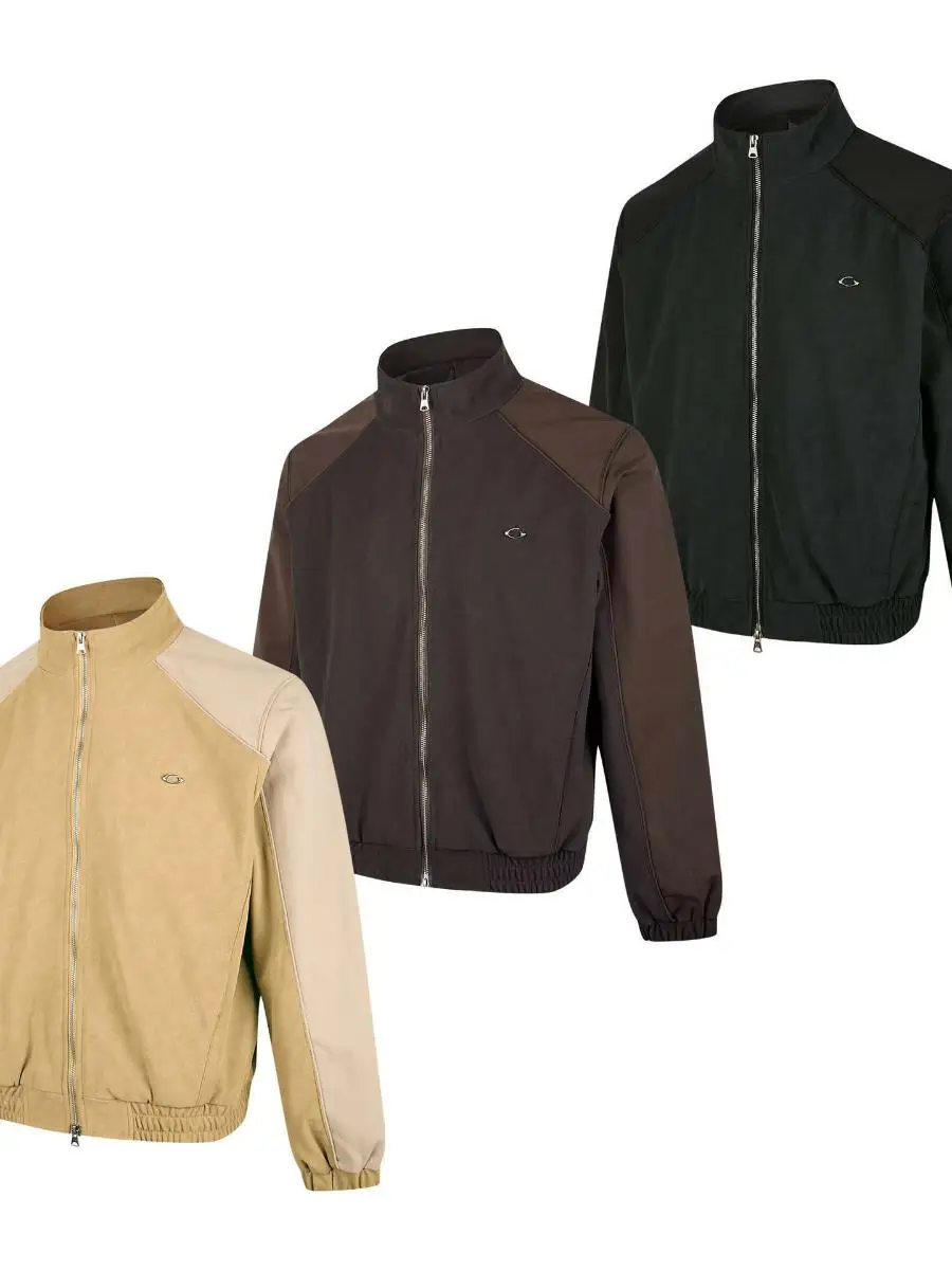 

Ретро-куртка с воротником-стойкой и цветными вставками, повседневная осенняя верхняя одежда на молнии, базовая модель для города, для мужчин и женщин