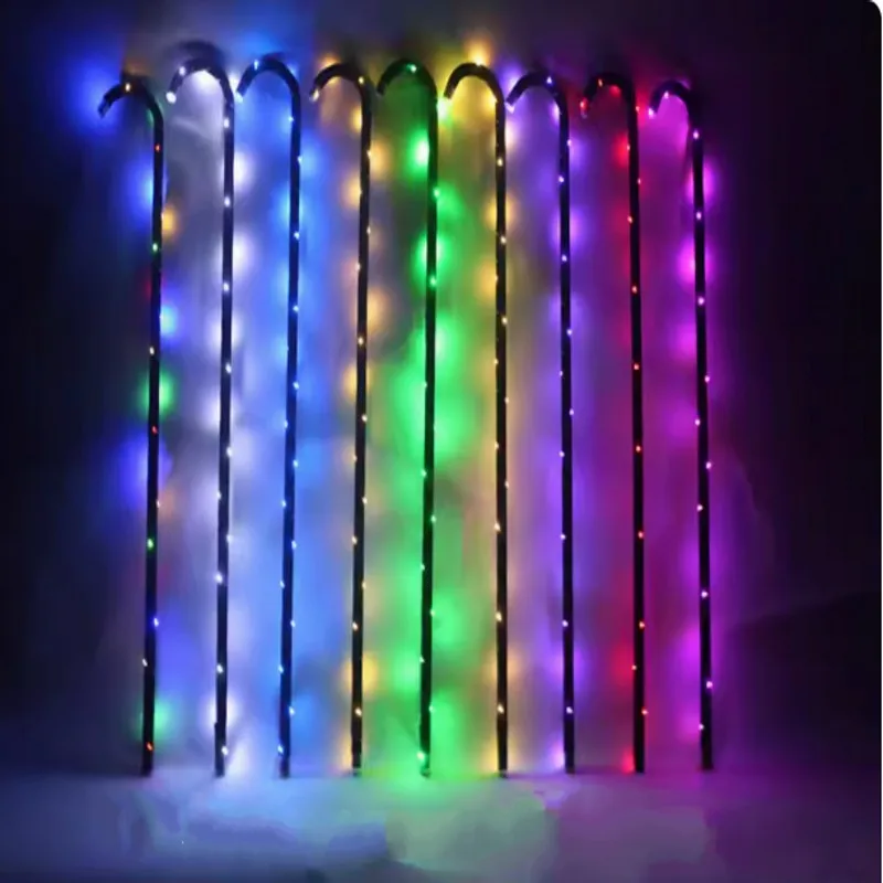 10Pcs LED Luminous Flashing  Jazz Cane Belly Dance Crutches Grand Event Accessories Party Stage Performance Decoration Props