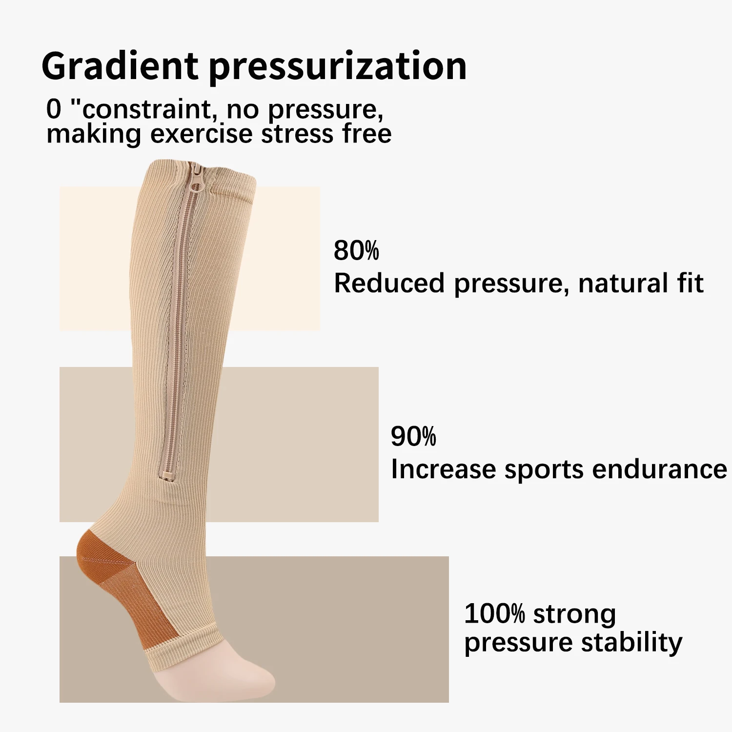 Sports pressure socks, compression zipper socks long leg elastic socks Compression stocking