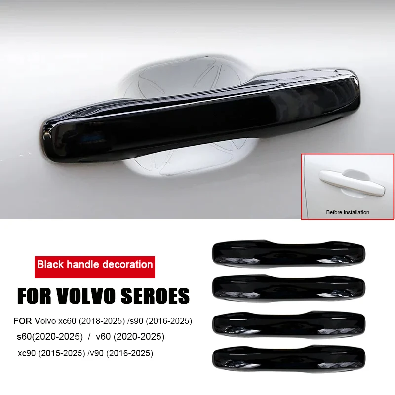 For Volvo car door handle decorative cover black decorative car sticker XC60 V90 XC90 S90 S60 V60 Car accessories