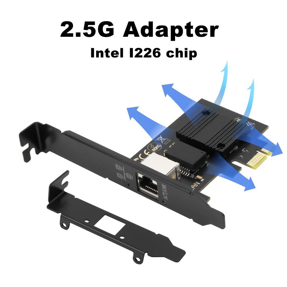 Karta sieciowa 2.5G Intel i226 PCIE na RJ45 100/1000/2500Mbps Interfejs RJ45 LAN Etherent Gigabit Adapter do komputera PC/komputera stacjonarnego dla Win — zdjęcie 4