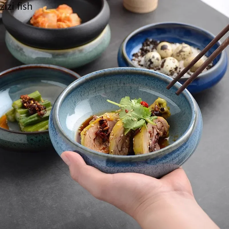 Retro Creative Ceramic Deep Bowl Dessert Bowl Thick Snack Soup Restaurant Molecular Cuisine Specialty Tableware