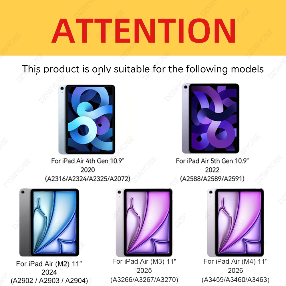 Case For iPad Air 4/5th Gen 10.9, for iPad Air 11 M2 M3 M4, TPU Soft Cover with Pencil Holder, Y-Shaped Stand, Auto Sleep / Wake