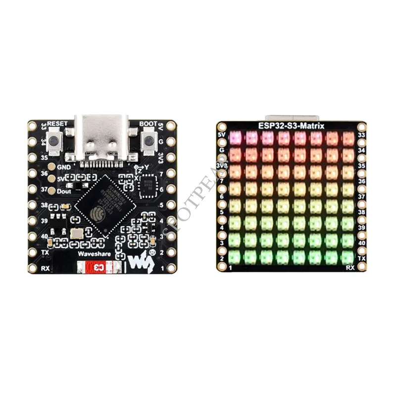 ESP32-S3 Dev Board, RGB-LED Matrix WiFi Bluetooth QMI8658C Attitude Sensor