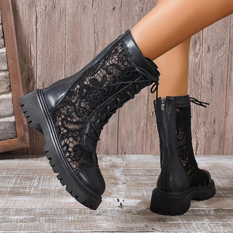 أحذية برقبة قصيرة برباط للنساء ، أحذية بمنصة جيدة التهوية ، مقاومة للماء ، حجم كبير ، أزياء نسائية ، تخفيضات كبيرة ، الخريف ، ،