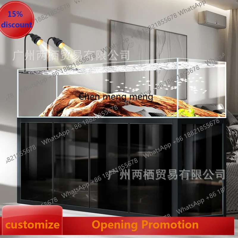 

No pipe fittings in the tank, bottom filter fish tank, ultra-white glass on all sides adjustable water level Lanshou stream tank