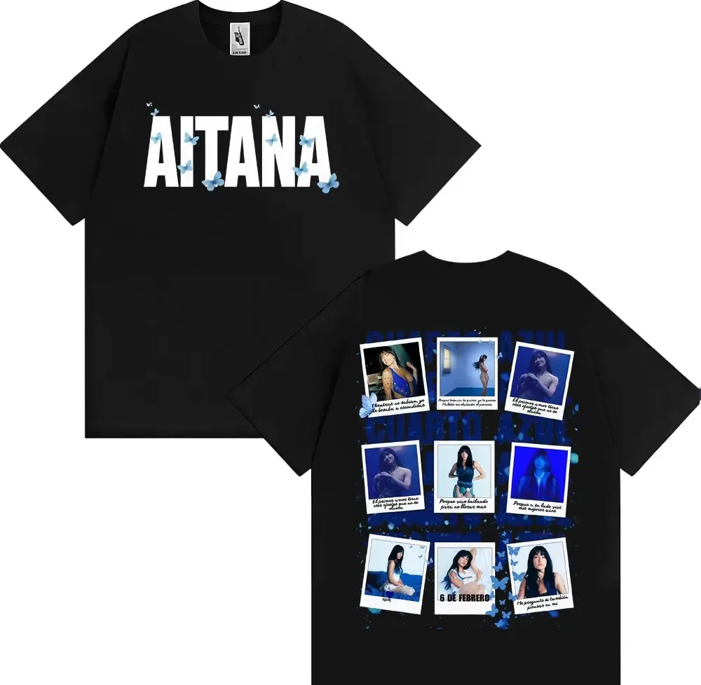 Cantante Aitana Cuarto Azul álbum 2026 portada camisetas gráficas de manga corta clásico de gran tamaño producto caliente camiseta Unisex de alta calidad