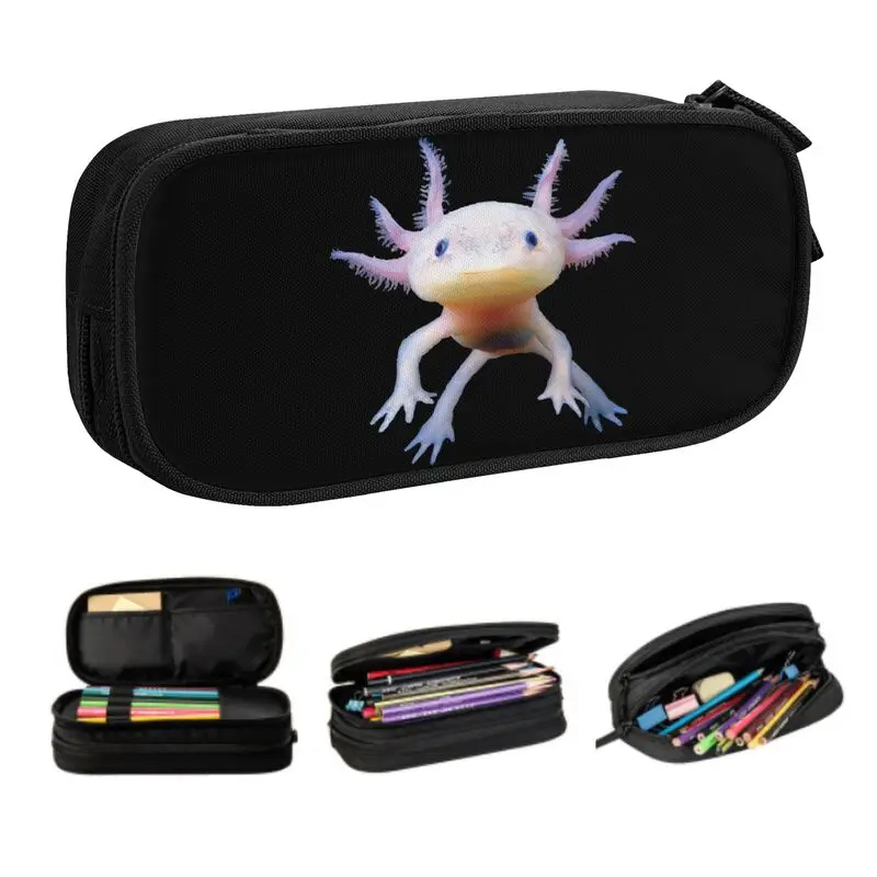 Custom Axolotl Salamander Amphibian School Pencil Cases Large Storage Salamander Amphibian Fish Pencil Pouch Students Stationery