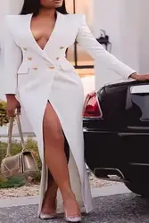 Elegant African Dresses for Women Spring Fashion Long Sleeve V-neck Office Lady Party Evening Maxi Dress Gowns Africa Clothing