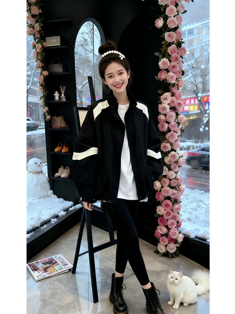 

Повседневная утепленная хлопковая куртка для женщин, весна-осень, новая модель, бейсбольная куртка, дышащая, свободного кроя, стандартная длина рукава