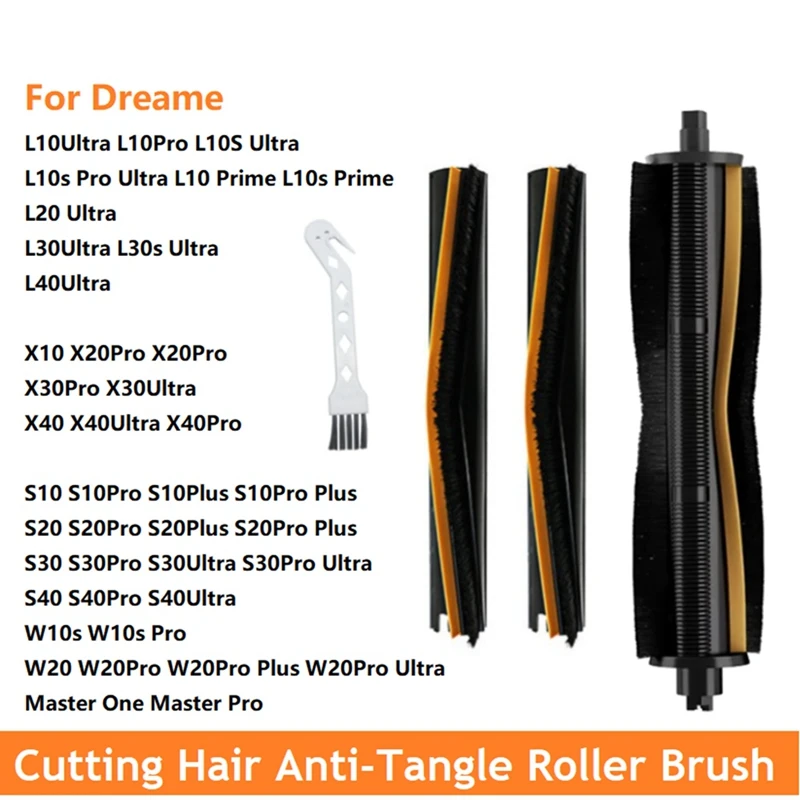 Cutting Hair Anti-Tangle Roller Brush And Scrape Strip For Dreame X40/X30/X20/X10/S30/S20/S10 Series Vaccum Attachment