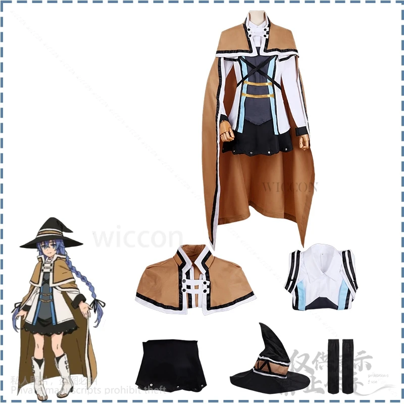 Anime Mushoku Cosplay Roxy Migurdia Tensei Costume Jobless Reincarnation Magic Witch Cape Dress Wigs Shoes Set Girls Customized
