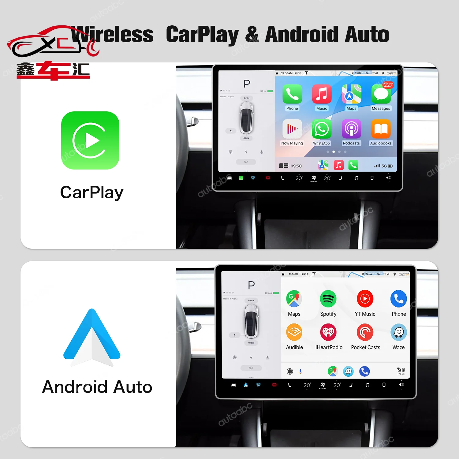 Wireless CarPlay Android Auto for Tesla Model 3 Model Y  2019-2024 support for aftermarket cameras