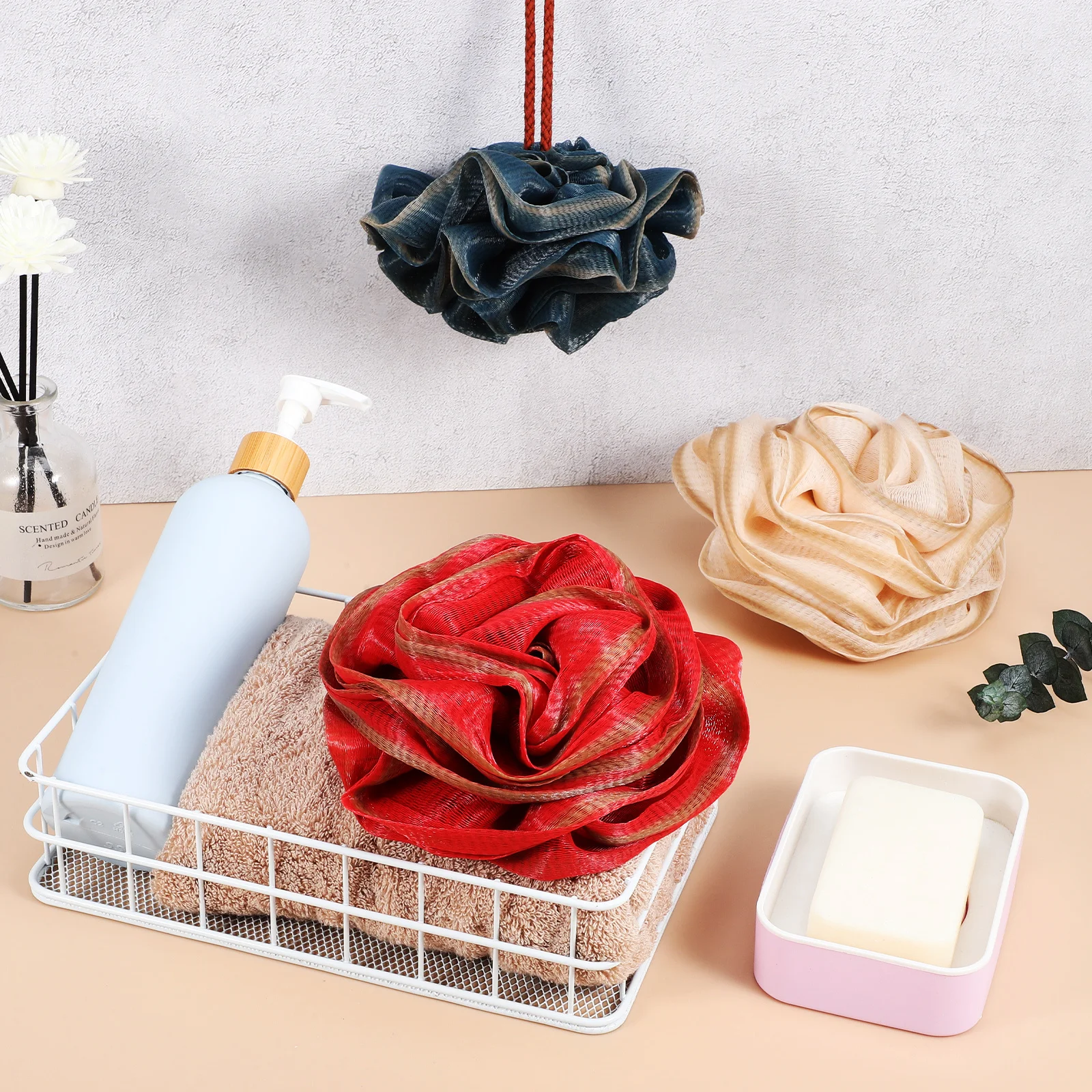 

3 pcs Loofah Sponges Body Scrubber Shower Sponge For Body Bath Ball Exfoliating Bathing Balls Dense Mesh Long Lasting