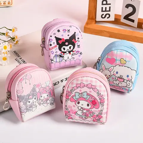 Kitty Kuromi figuras de Anime dibujos animados Mini bolsa de almacenamiento niños monederos cartera niña regalo de cumpleaños para niña chico