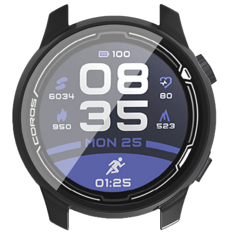 COROS PACE 2 풀 커버리지 범퍼 PC 하드 케이스 커버, 강화 유리 스크린 보호대, 2 in 1 케이스