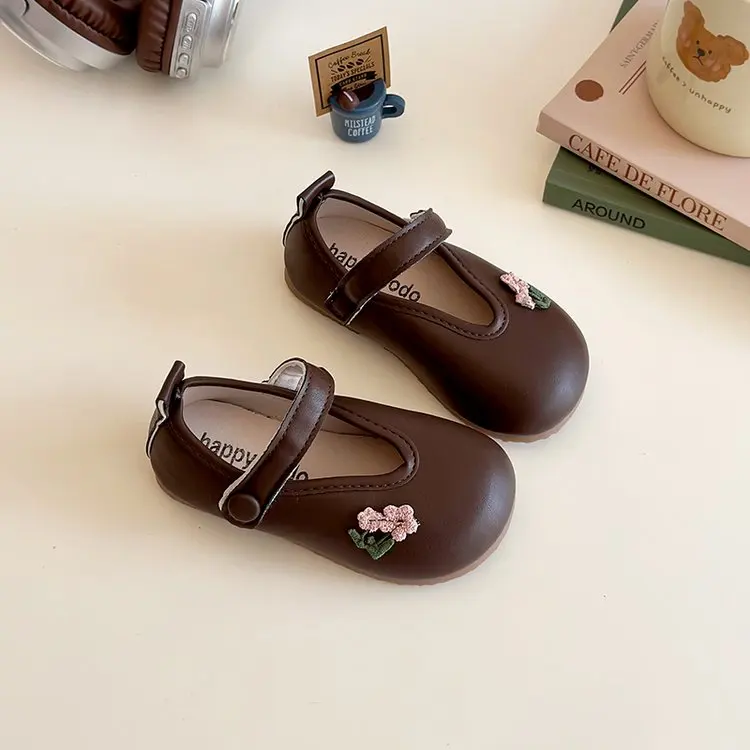 

Детские туфли Мэри Джейн с открытым носком и цветочным принтом, весна-осень 2022, новые детские туфли принцессы на мягкой подошве