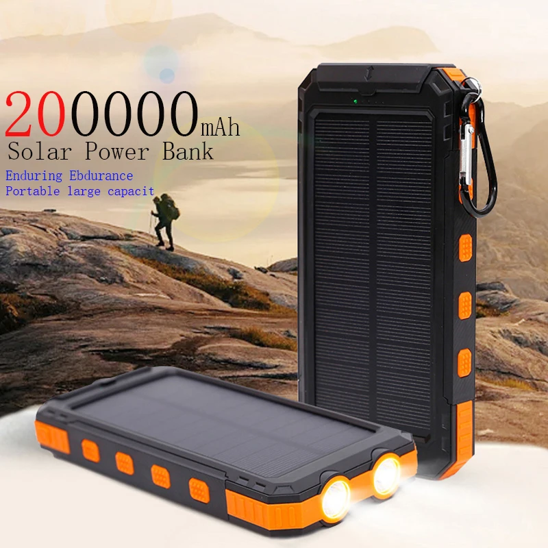 200000 mAh Backup-Powerbank mit großer Kapazität, tragbar, mit Kompassversorgung, Outdoor, Camping, Solar, USB-A, USB-C, schnelles Aufladen