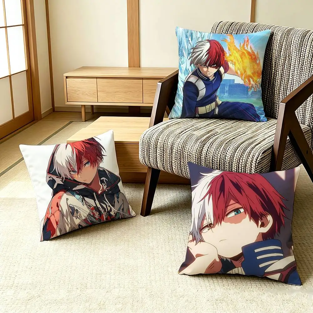 Ice And Fire Dual Power Shoto Todoroki   Pillow Case Pattern Printed Pillowcase For Living Room Sofa Cushion Cover