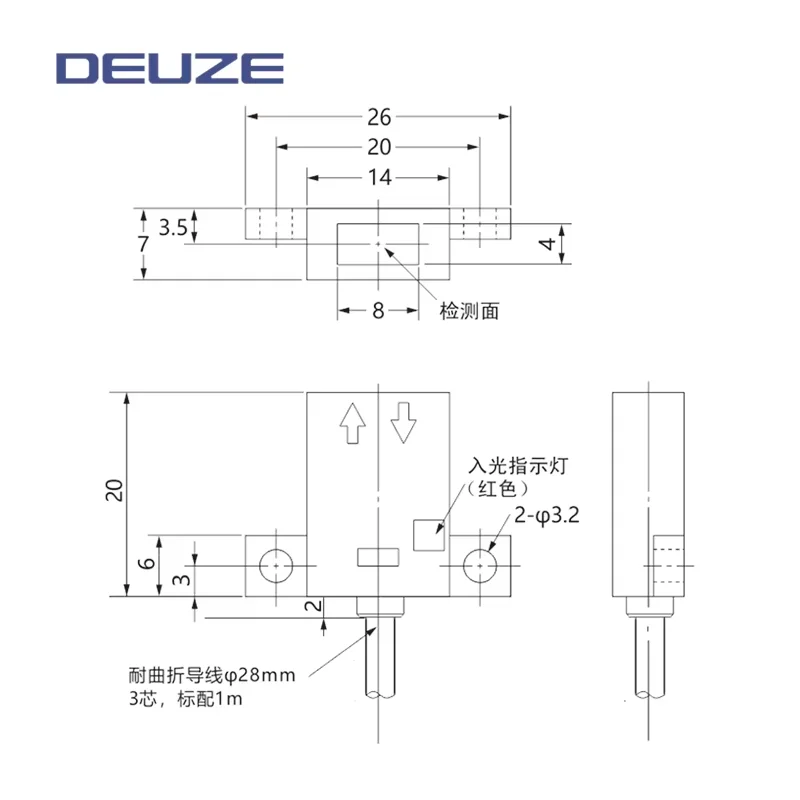2026 DEUZE PD10SDK40N2 Optical Sensor 12-24VDC 5~40MM Range Diffuse Reflection Flat Shape Square Photoelectric Infrared Light NP