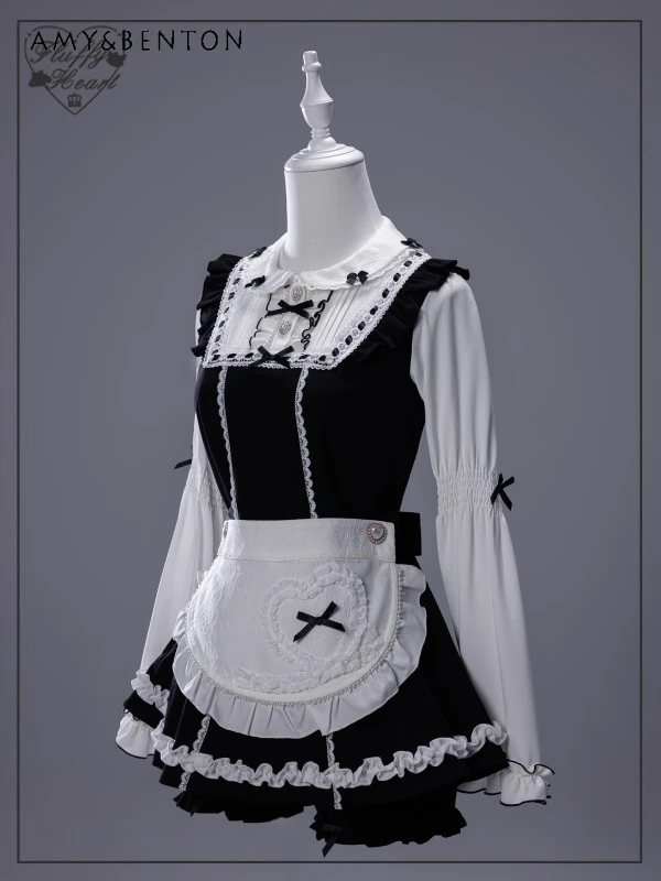 

Набор для косплея горничной в японском стиле, милый милый кукольный воротник Лолиты, плиссированная юбка с рукавами-колокольчиками, шорты, фартук, комплект из трех предметов для женщин