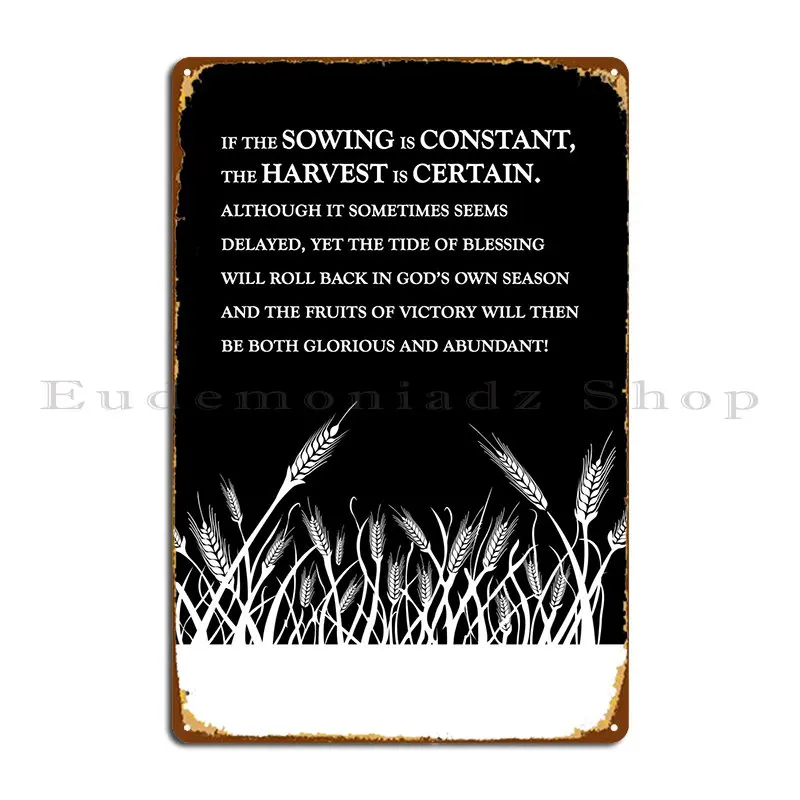 Sow Constantly Metal Plaque Poster Cinema Club Vintage Print Kitchen Tin Sign Poster