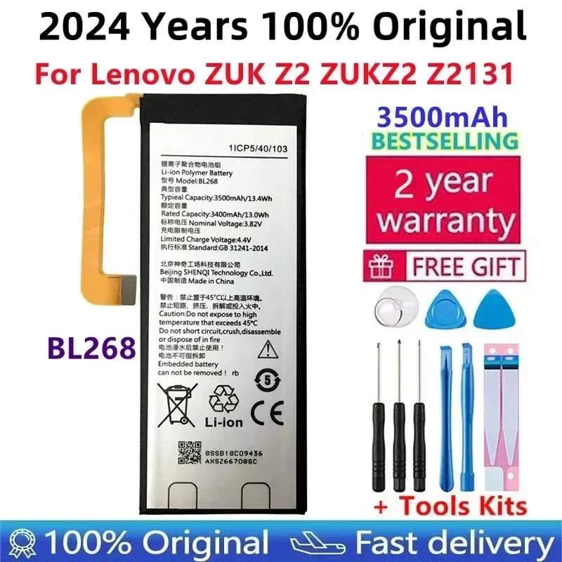 

Battery For Lenovo ZUK Z2 Pro, 100% Original, 3500mAh, BL268, Z2Pro, Z2121, Mobile Phone Replacement Batteries, Free Tools