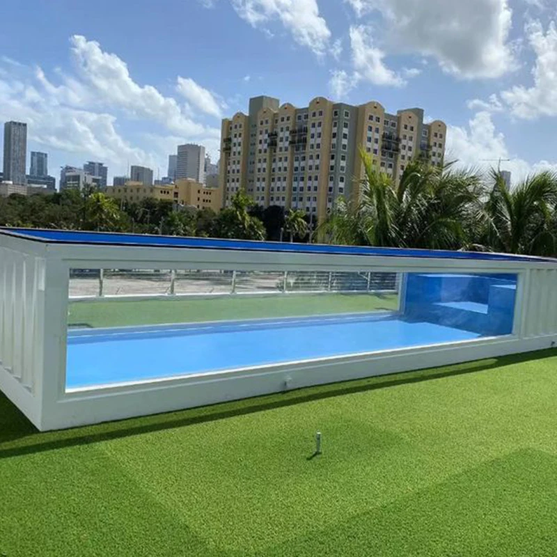 Ventana de vidrio acrílico grande, equipo de piscina de fibra de vidrio Frp de 40 pies, juego completo de contenedor, prefabricado para piscina