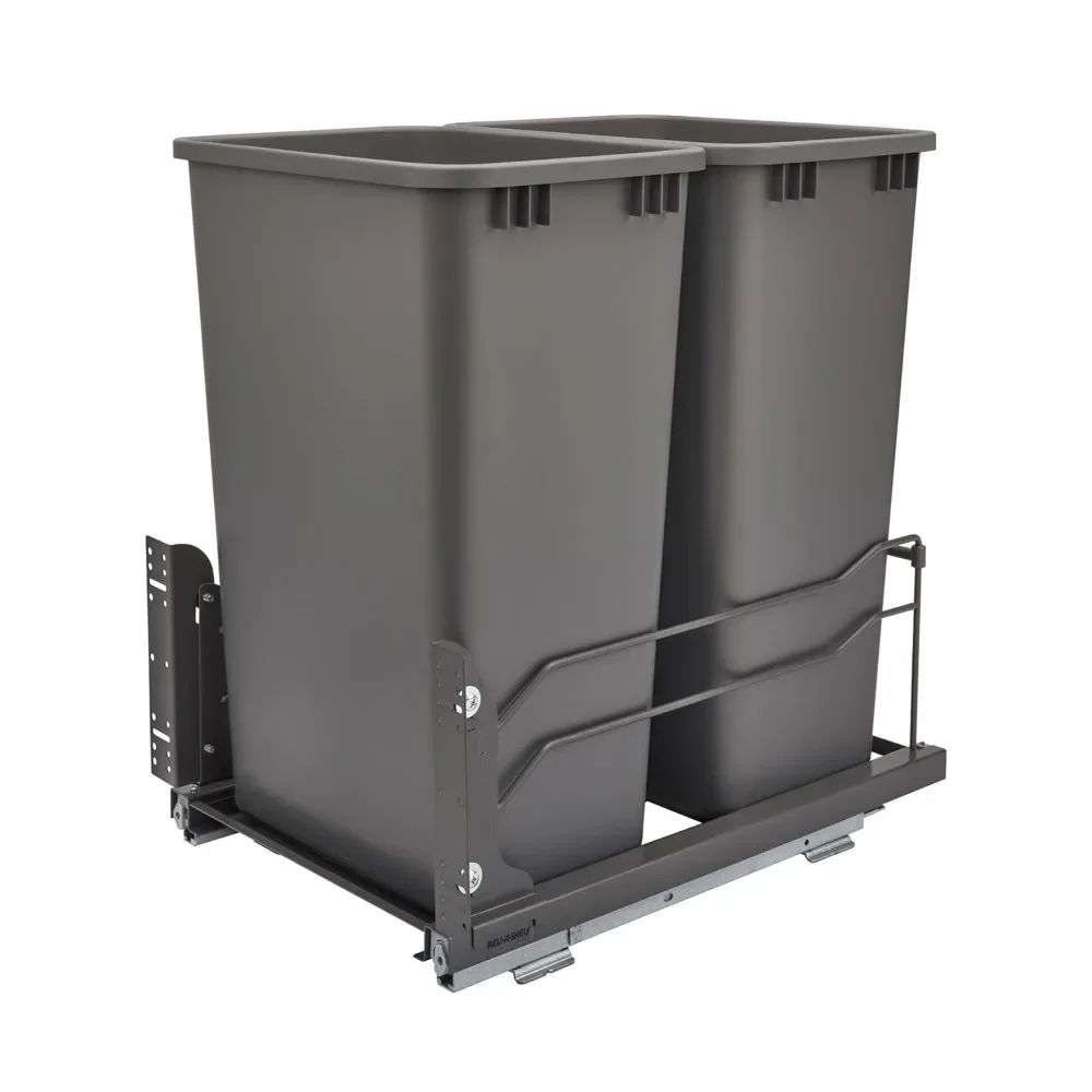 

Pullout Dual Trash Cans for Full Height Kitchen Garbage Cabinet 50 Quart 12.5 Gallon with Soft-Close Slides, Orion