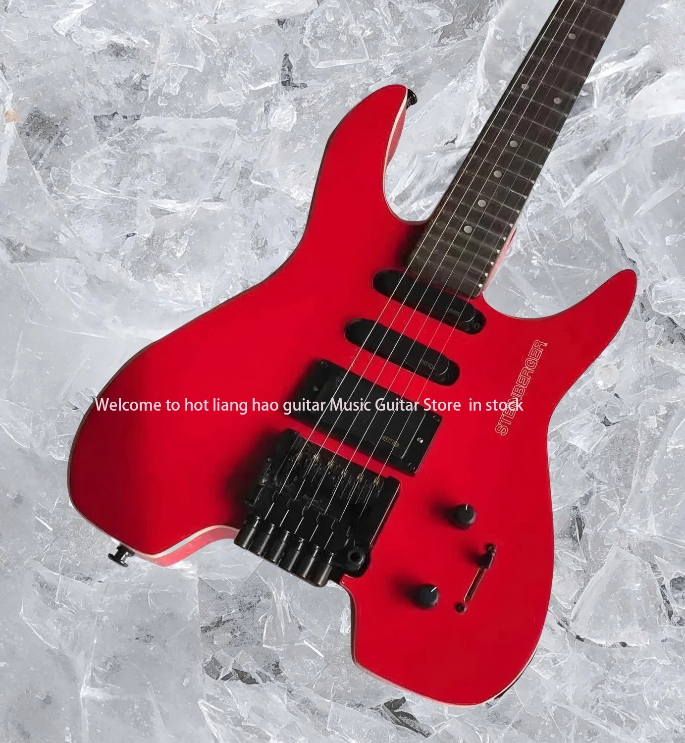 جيتار مقطوعة الرأس بألوان حمراء 6 أوتار على شكل شتاينبرغر موسيقى معدنية محمولة تقبل مخصص بأي نمط #4