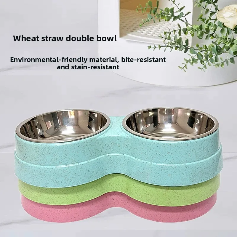 Stainless Steel Pet Drinking Dish Feeder Cat Puppy Feeding Supplies Small Dog Accessories Double Pet Bowls Dog Food Water Feeder