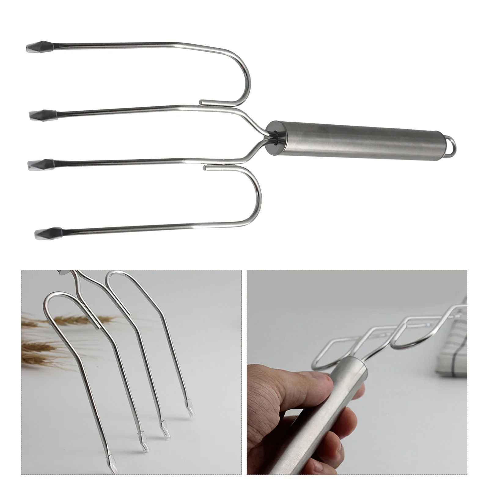 

Household Turkey Roast Fork Stainless Steel Bbq Cooking Tool Non-Slip Handle Perfect for Grilling Turkey Meat Vegetables