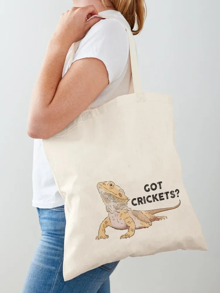 Funny Bearded Dragon, Got Crickets?, Bearded Dragon Lover Tote Bag hand bag ladies shoping bag Shopper tote men