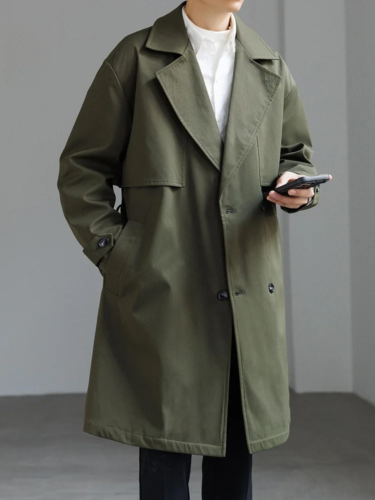 

Rampo Casual Men's Windbreaker Autumn Long Loose Workwear Coat Trendy Versatile Outerwear Polyester Youth Faion Long Sve