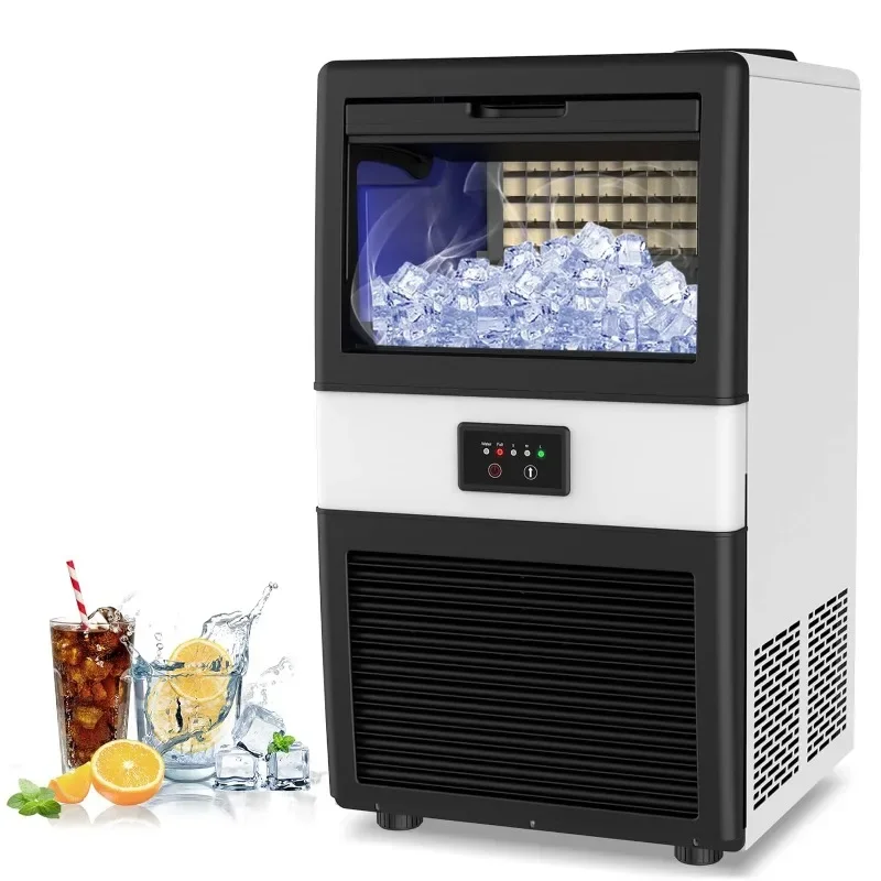 Commercial Ice Maker Machine, 70 LBS/24H Under Counter Large Ice Machine w/ 10 LBS Capacity Ice Storage Bin, 2 Water Inlet Modes