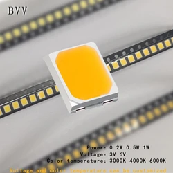 2835 백색광 SMD LED 비즈, 전력: 0.2W, 0.5W, 1W, 전압: 3V, 색온도 3000K, 4000K, 6000K, 고휘도, 100 개