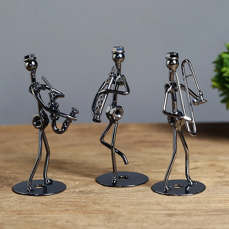 

Home Decorations Musicians Iron Figurines Arts Craft Mini Iron Music Band Statue Miniatures Office Table Room Decor Gifts 8PCS