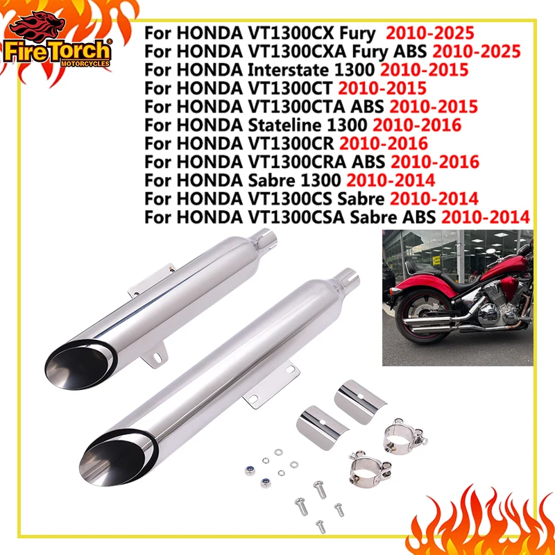 Für Honda VT1300CXA Fury ABS VT1300CRA Interstate 1300 VT1300CTA ABS 2010 - 2015 Motorrad-Auspuffanlagen Auspuffrohr Schalldämpfer