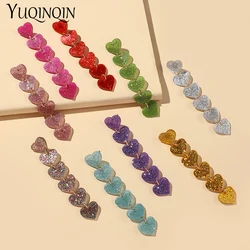 Fashion Heart Long Hanging Earrings for Women Trending Cute Korean Big Drop Earings for Girls Colorful Acrylic Dangle Brincos