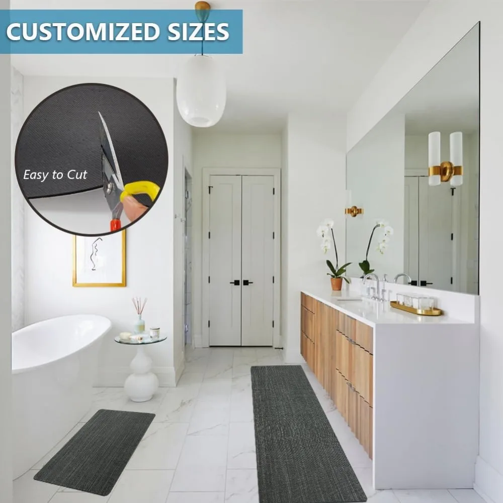 سجاد حمام رقيق فائق الامتصاص من المطاط غير قابل للانزلاق وسريع الجفاف مع تصميم مناسب للباب - سجاد أرضية حمام قابل للغسل #6