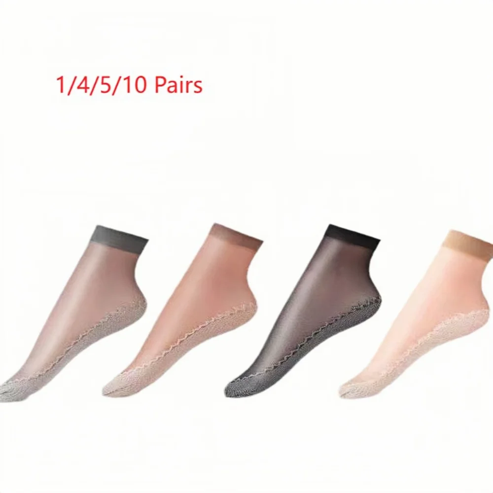 1/4/5/10 Pair women's stockings, short socks, cotton bottom sweat absorbing and non slip socks, flesh colored short stockings